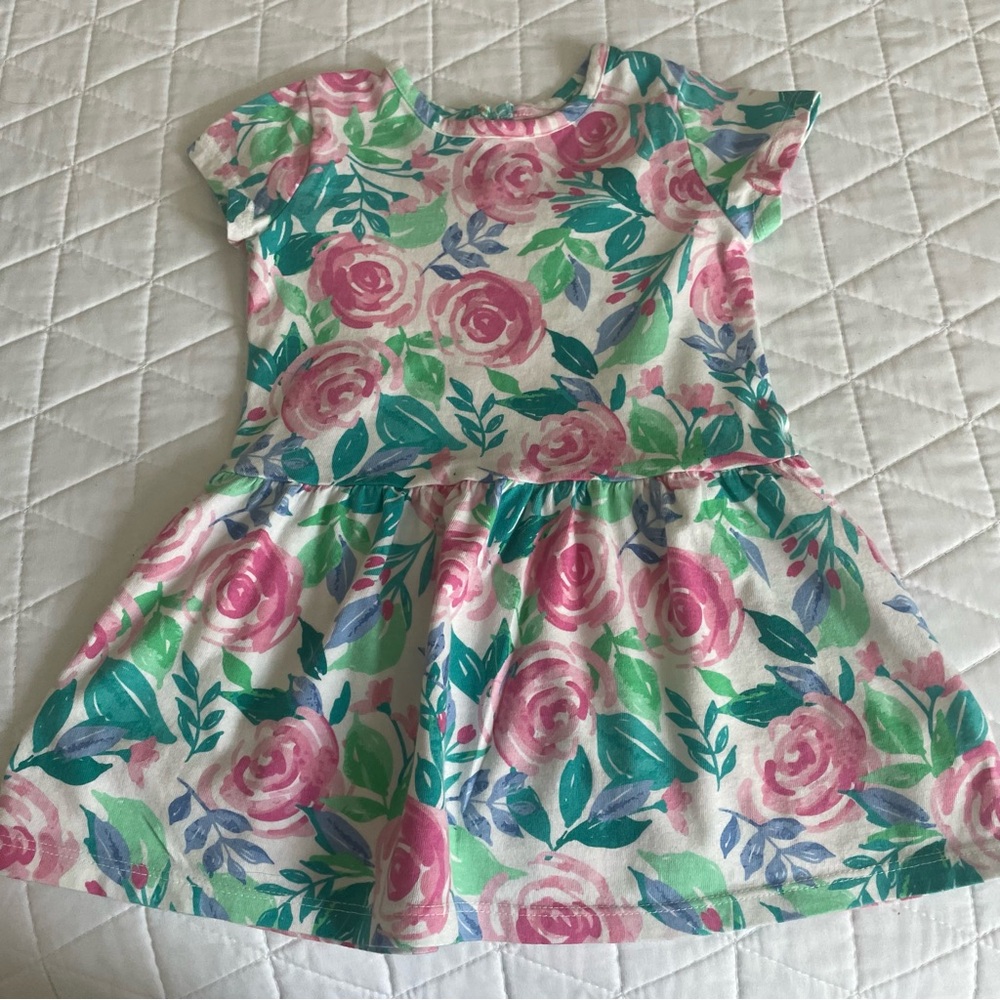 Floral Kids Dress in Pink and Green